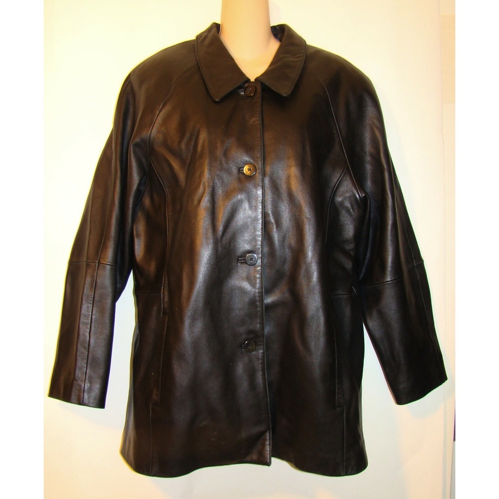 FIELD GEAR WOMENS BLACK LEATHER JACKET COAT REMOVABLE LINING SIZE XL      BC - Picture 9 of 9